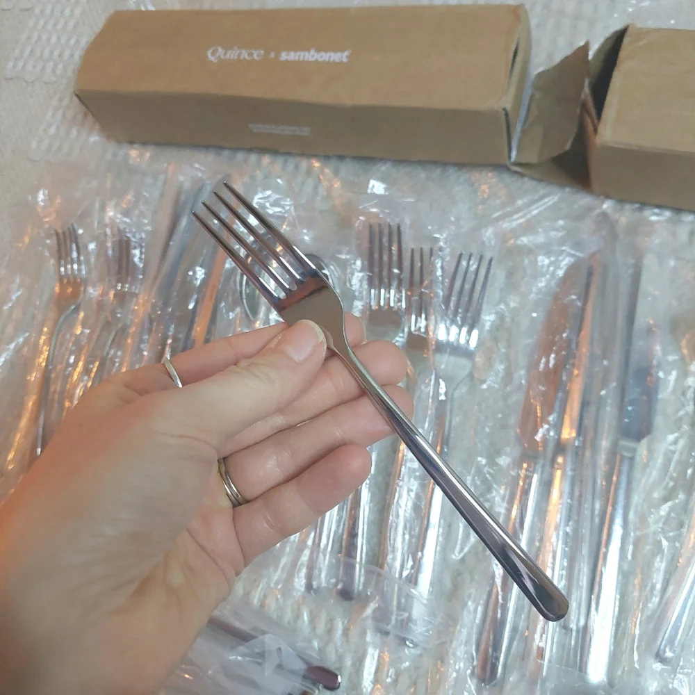NEW! Quince- Sambonet Gia Minimalist 40 Piece Stainless Steel Flatware Set! (7)_11